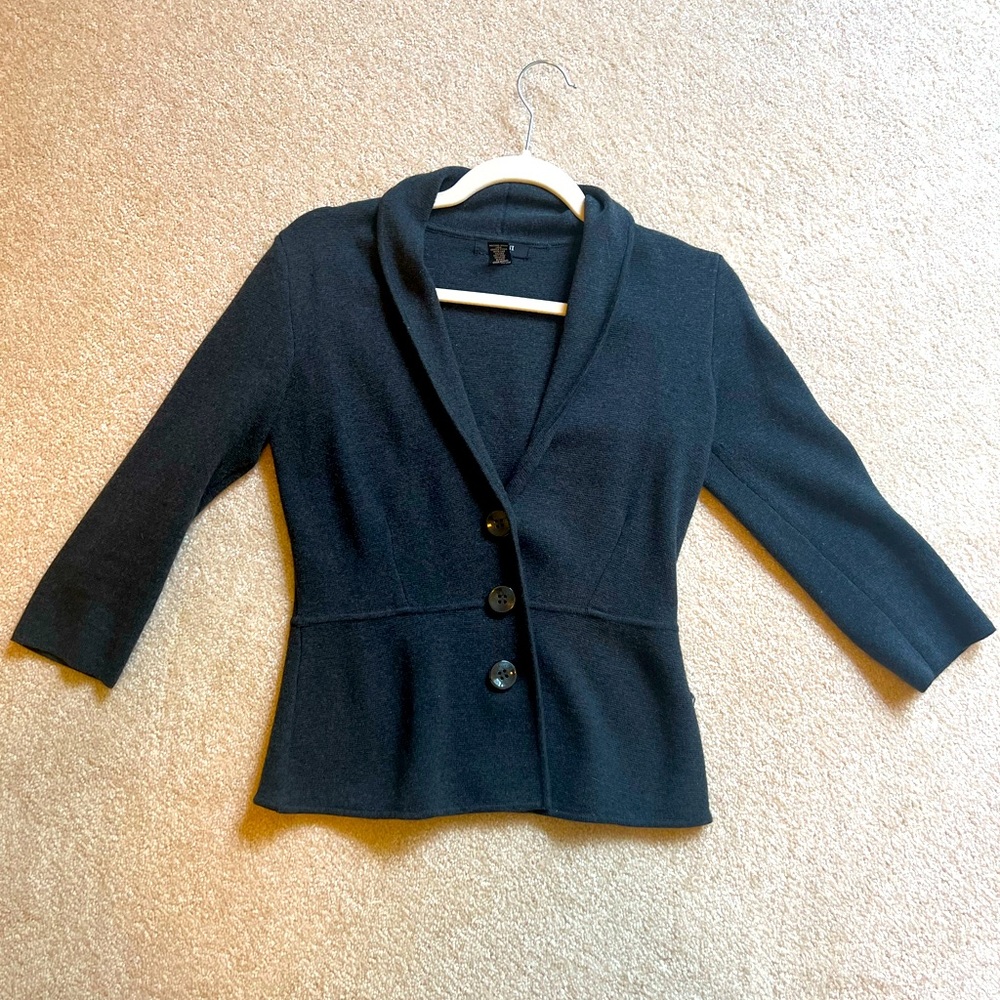 Dark gray sweater material blazer